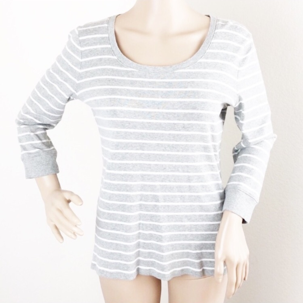 Jones New York light gray striped sweater
